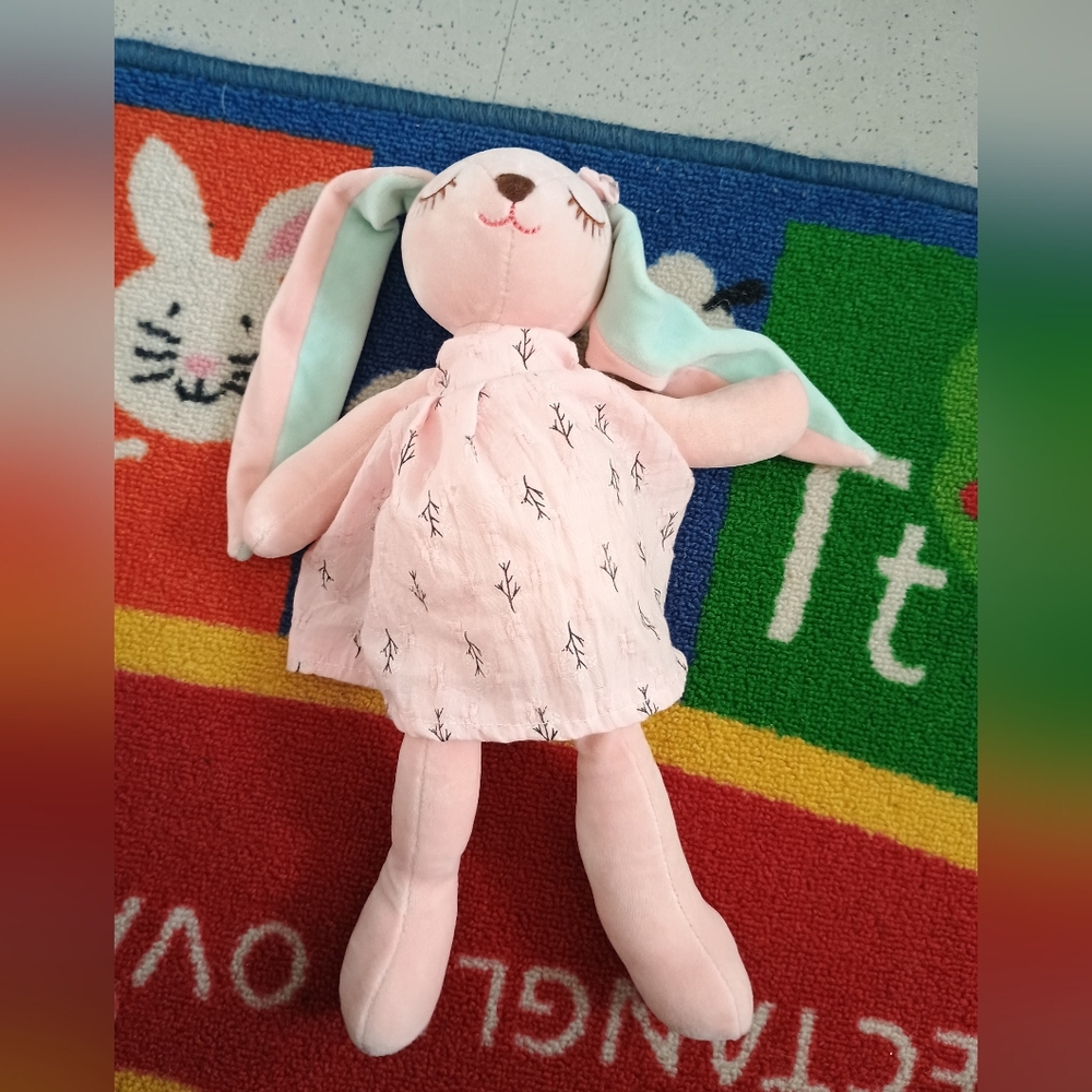 CooVs Bunny Rabbit bashful Long Ear Plush Easter Lovey Plush Toy With Dress 13in - Picture 7 of 14
